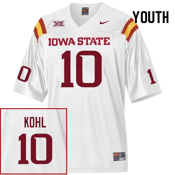 Youth #10 Iowa State Cyclones College Football Jerseys Stitched Sale-White - Click Image to Close